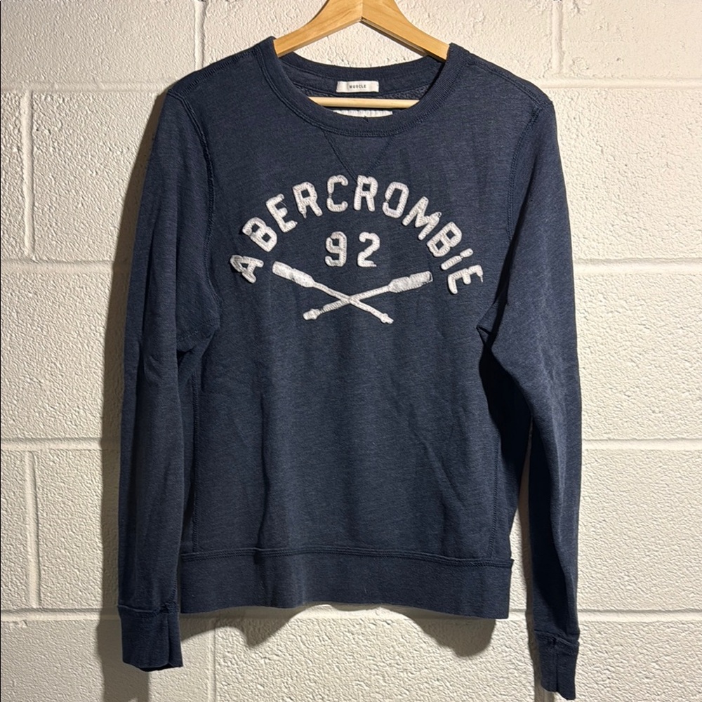Abercrombie & Fitch 92 Nautical Muscle Long Sleeve Lightweight Sweatshirt Navy M